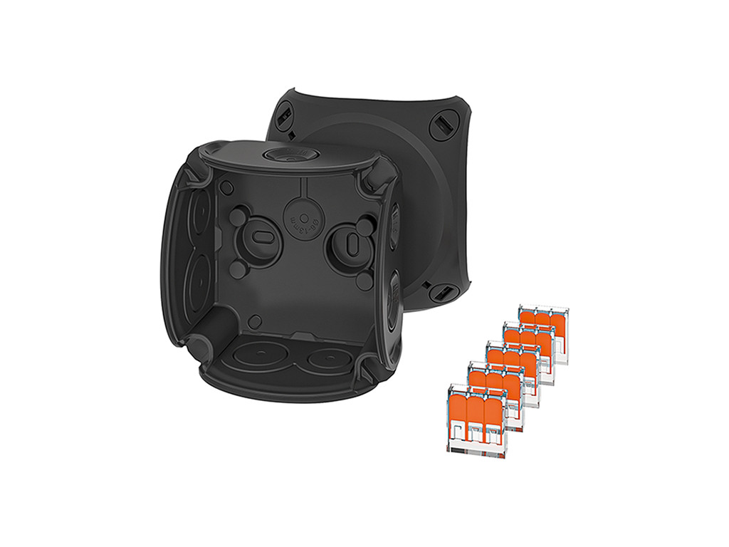 Forgreningsdåse 0,14-2,5 mm² Cu, 84x84x55 mm, IP66 - Sort