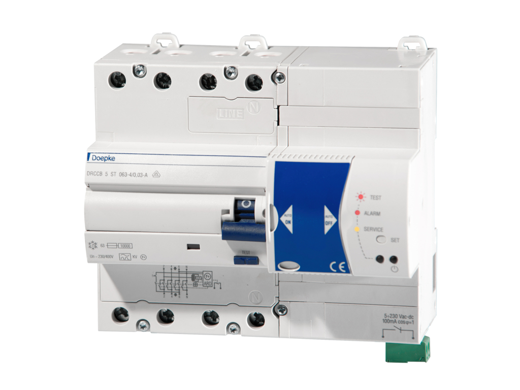 Fejlstrømsafbryder DRCCB5 ST 040A/0,03 4P Type A, 7M  - Selvtest