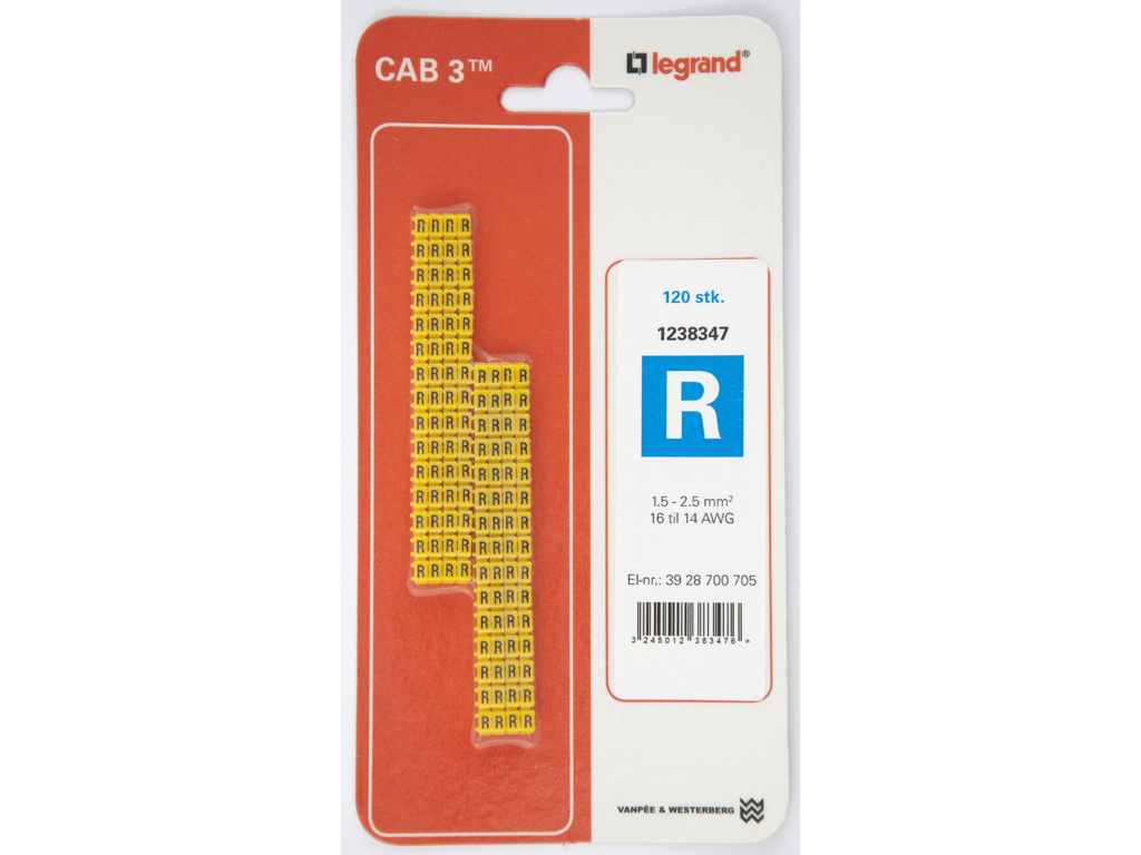 CAB 3 ledningsmærker 1,5-2,5 mm² (R) - 120 stk.