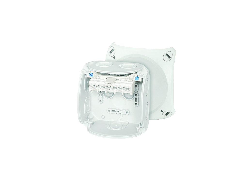 Forgreningsdåse 5x1,5-4 mm², Cu, 104x104x70 mm, IP66 - Grå