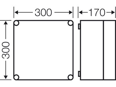 Hensel Mi kasse 300x300x170 mm - gråt låg