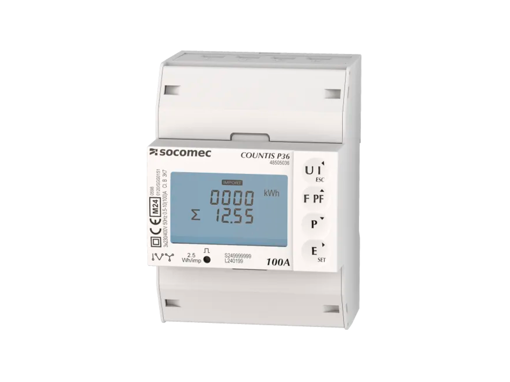 Socomec kWh måler 3-faset, direkte måling 100A, MID - M-Bus