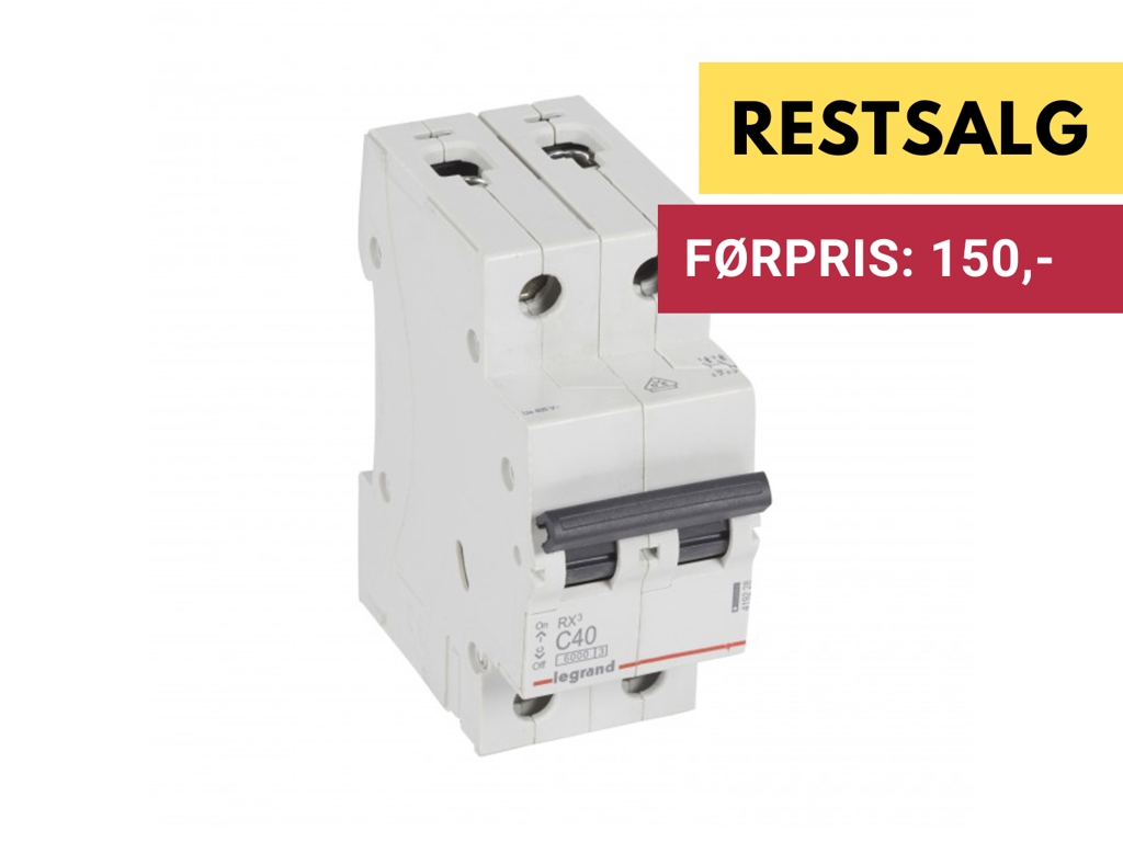 Legrand automatsikring RX3 C40A 2P 2M 6/6kA