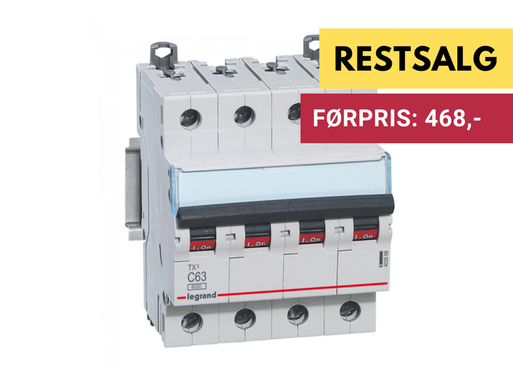 Legrand automatsikring TX3 C63A 4P 4M 6/6kA
