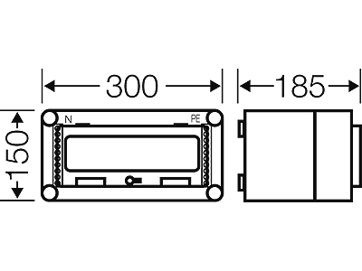 Hensel Mi kasse med DIN-skinne 12M (1x12), PE/N klemme og 1 x klaplåge