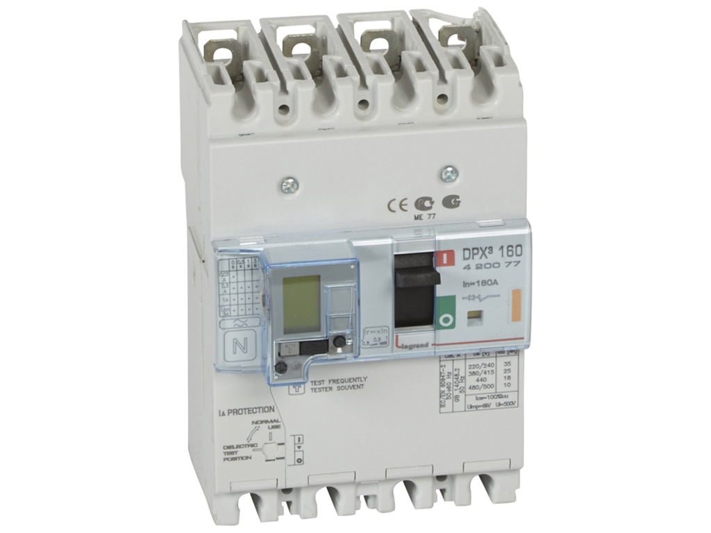 Legrand maksimalafbryder med fejlstrømsmodul DPX³ 160, 160A 4P, 25kA