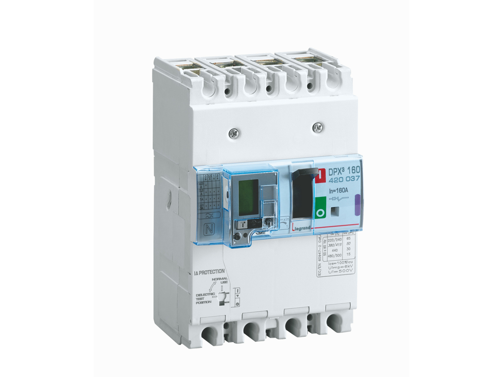 Legrand maksimalafbryder med fejlstrømsmodul DPX³ 160, 160A 4P, 16kA