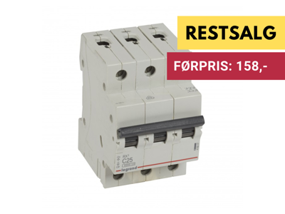 Legrand automatsikring RX3 C25A 3P 3M 6/6kA