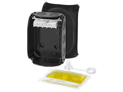 Dåse vandtæt 2,5-6mm² sort 180x130x77mm 