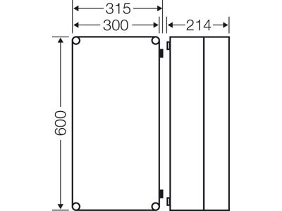 Hensel Mi kasse 600x300x214 mm - gråt hængslet låg