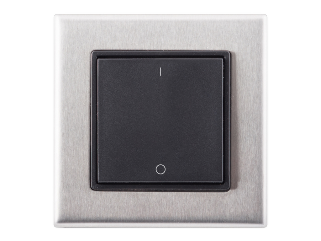 Helvar EnOcean tryk, enkelt 1/0 - Sort med stålramme