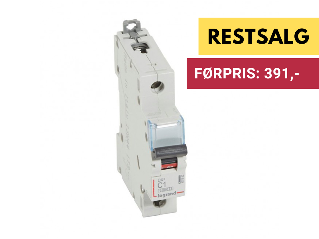 Legrand automatsikring DX3 C1A 1P 1M 6/10kA