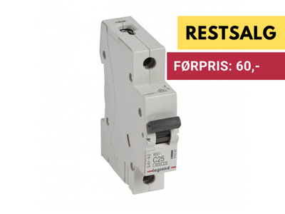 Legrand automatsikring RX3 C25A 1P 1M 6/6kA
