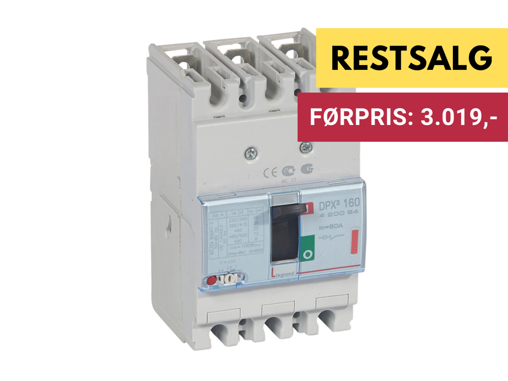 Legrand Maksimalafbryder DPX3 160, 80A, 3-pol, 36kA
