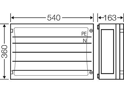 Hensel ENYSTAR kasse med skinnefelt Cu 5P 250A, 360x540x163 mm