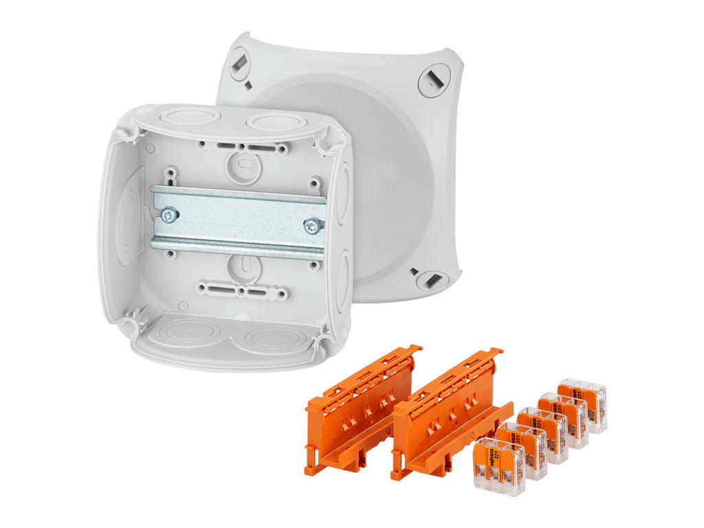 Forgreningsdåse 0,5-6 mm² Cu, 130x130x77 mm, IP66 - Grå