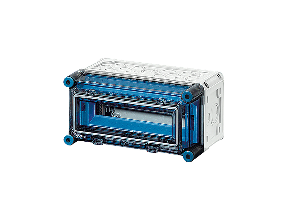 Hensel Mi kasse med DIN-skinne 12M (1x12), PE/N klemme og 1 x klaplåge