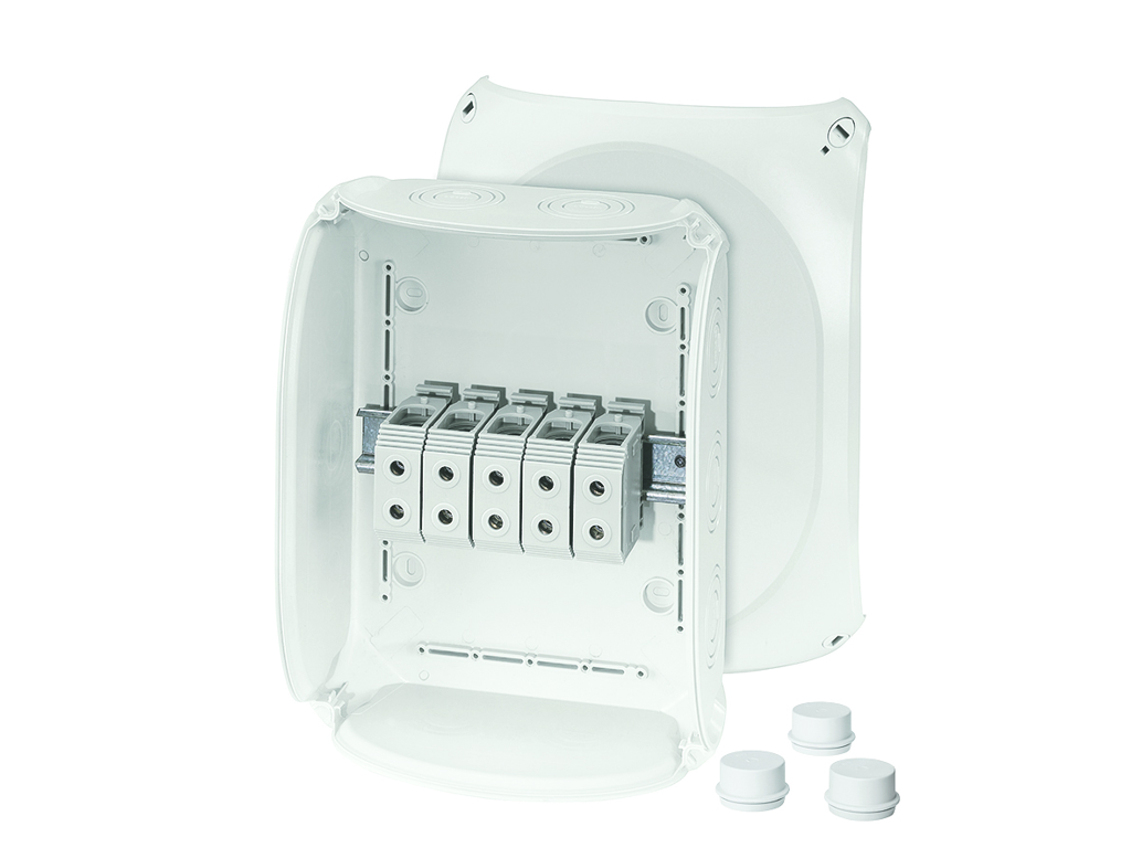 Forgreningsdåse 5x16-35 mm², Cu, 255x295x122 mm, IP66 - Grå