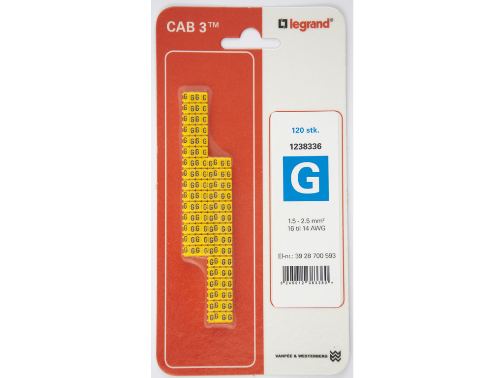 CAB 3 ledningsmærker 1,5-2,5 mm² (G) - 120 stk.