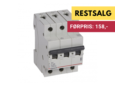 Legrand automatsikring RX3 C20A 3P 3M 6/6kA
