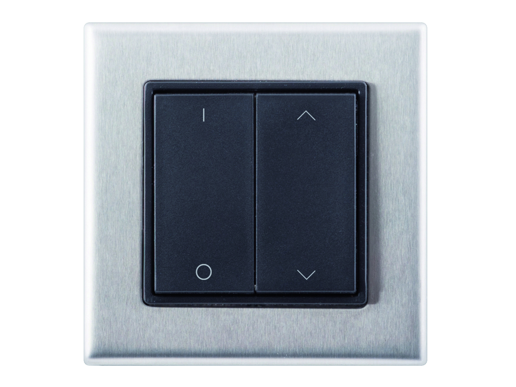 Helvar EnOcean tryk, dobbelt 1/0 1/0 - Sort med stålramme