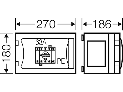 Hensel ENYSTAR kasse med skillesikring + sikringsafbryder 63A, 4P PE