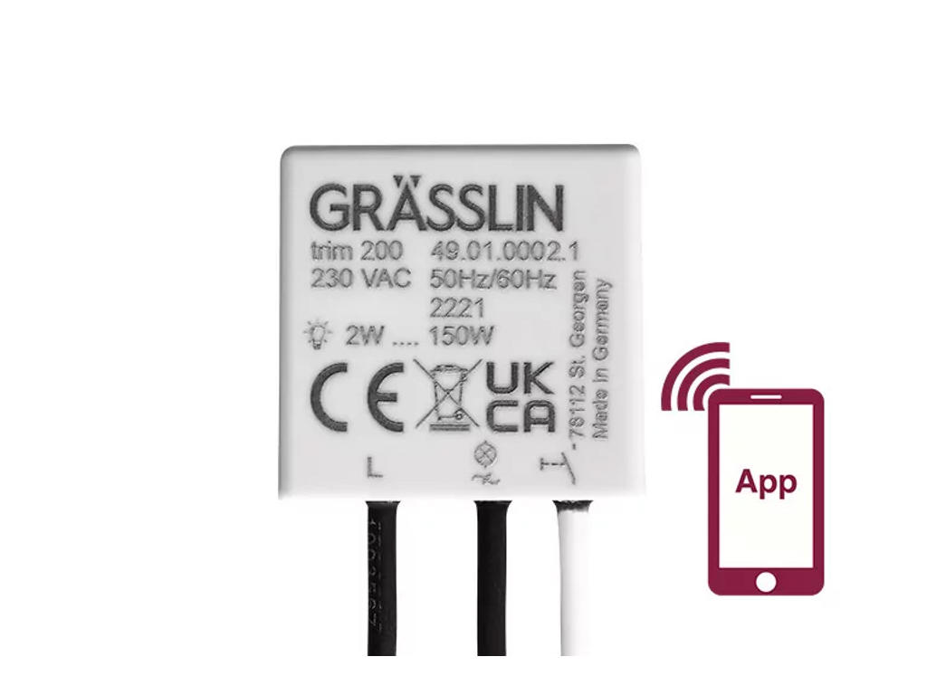 Grässlin Trim 200 universal lysdæmper m/appstyring, 230V AC, 150W