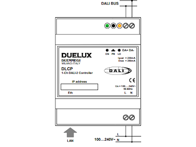 1-kanals DALI-2 Multimaster controller DLCP 1,  integretet MODBUS (1 x DALI)