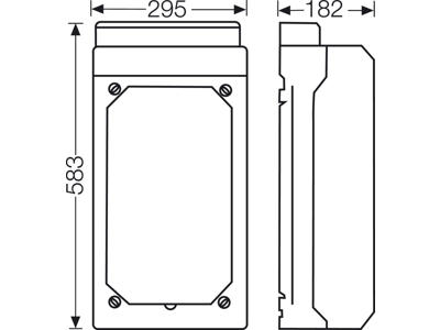 Tom kasse med transparent hængslet låg, 583x295x182 mm, IP65