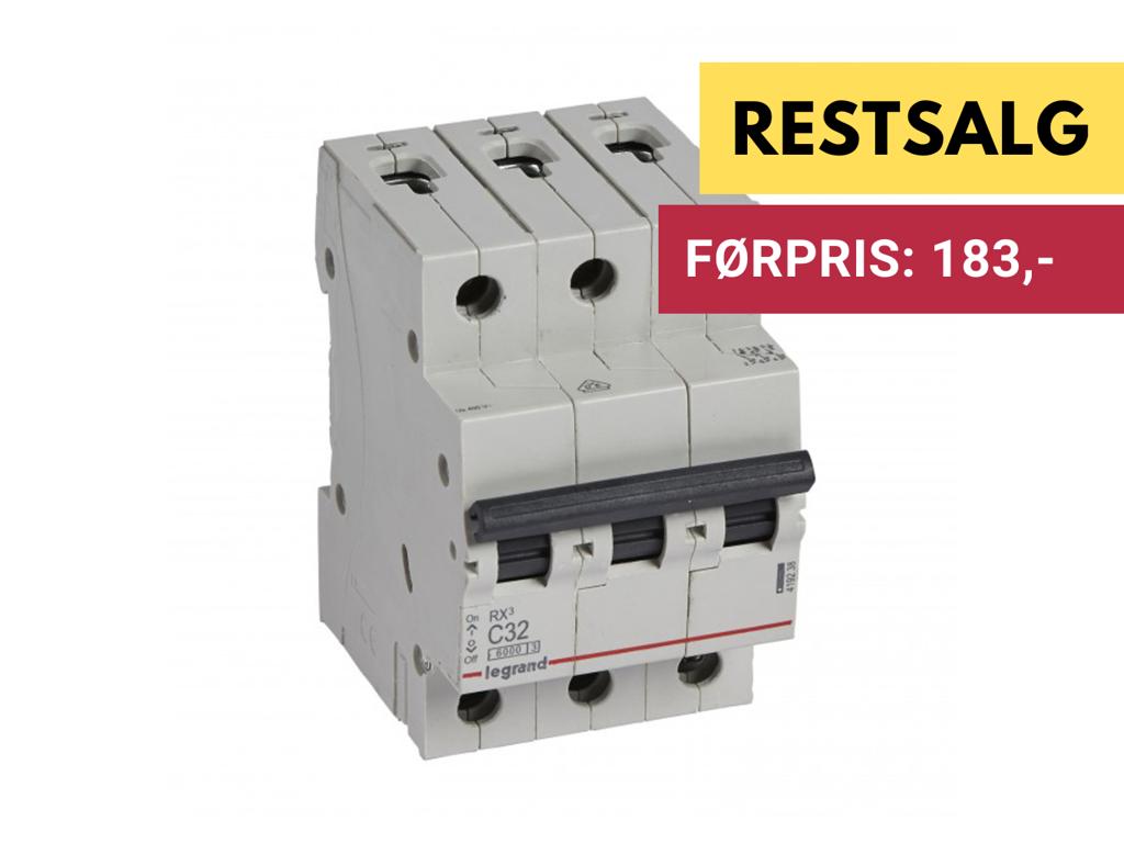 Legrand automatsikring RX3 C32A 3P 3M 6/6kA