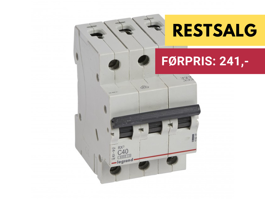 Legrand automatsikring RX3 C40A 3P 3M 6/6kA