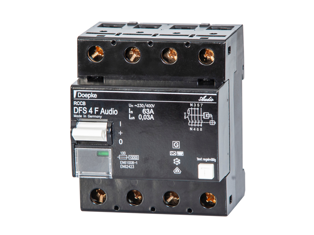 Fejlstrømsafbryder DFS4 RCD 4P 63A 30mA Audio Type F