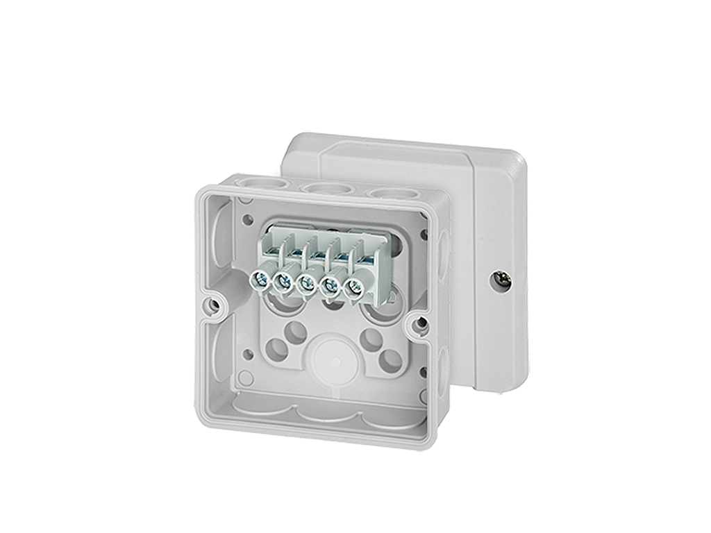 Membrandåse 5x1,5-2,5 mm², Cu 3~, 88x88x50 mm - Grå