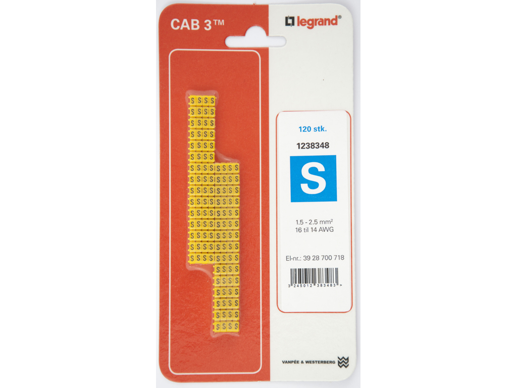 CAB 3 ledningsmærker 1,5-2,5 mm² (S) - 120 stk.