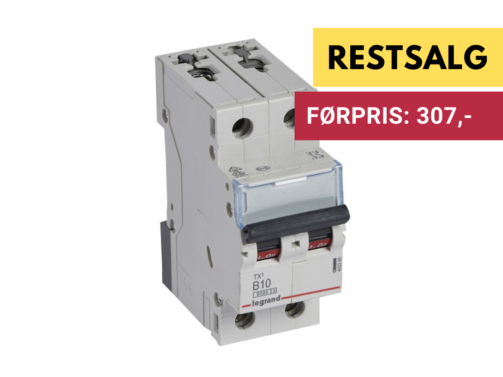 TX3 Automat B 10A 2P 2M 6/6kA 