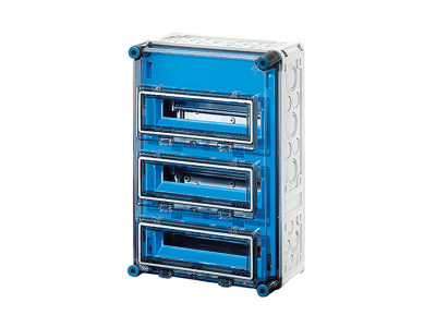 Hensel Mi kasse med DIN-skinne 36M (3x12), PE/N klemme og 3 x klaplåge