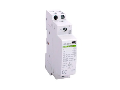 Noark brumfri kontaktor 25A, 12V AC/DC, 1NO, 1M