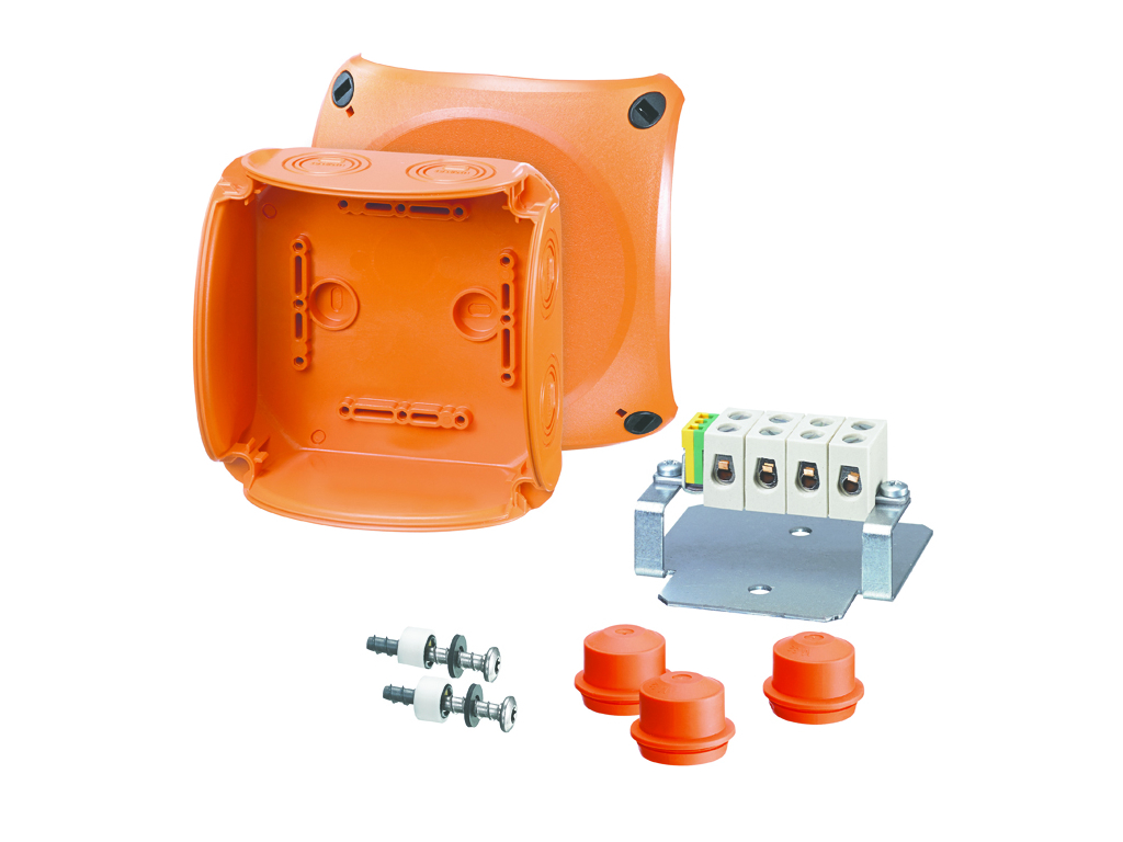 Branddåse 5x1,5-6 mm², Cu, 130x130x77 mm - Orange