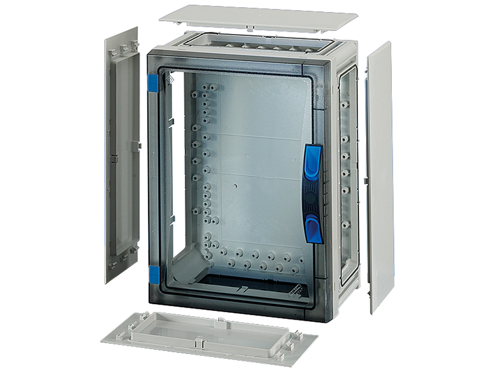 Hensel ENYSTAR tom kasse med sider 366x276x186 mm - Transparent dør