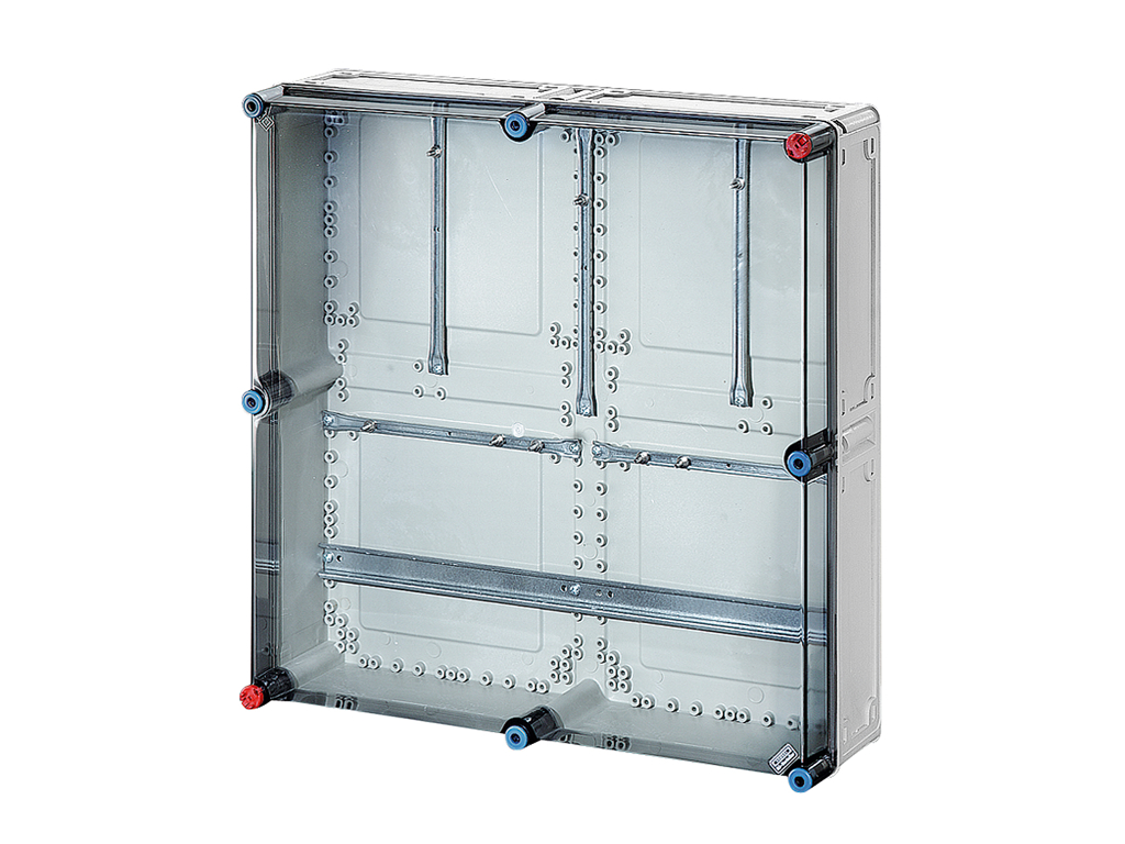 Mi kasse med beslag til 3 x kWh-målere og DIN-skinne, 600x600x170 mm