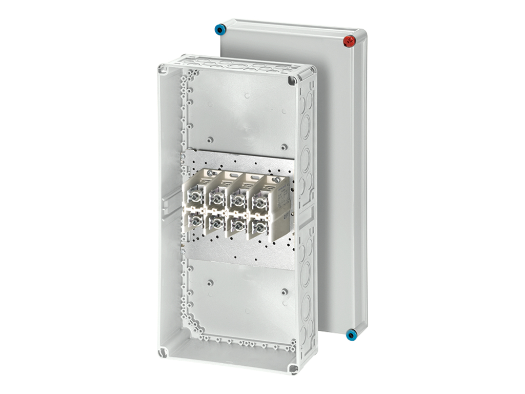 Forgreningsdåse 4x25-240 mm², Cu/Alu, 600x300x170 mm (Mi0401), IP65 - Grå