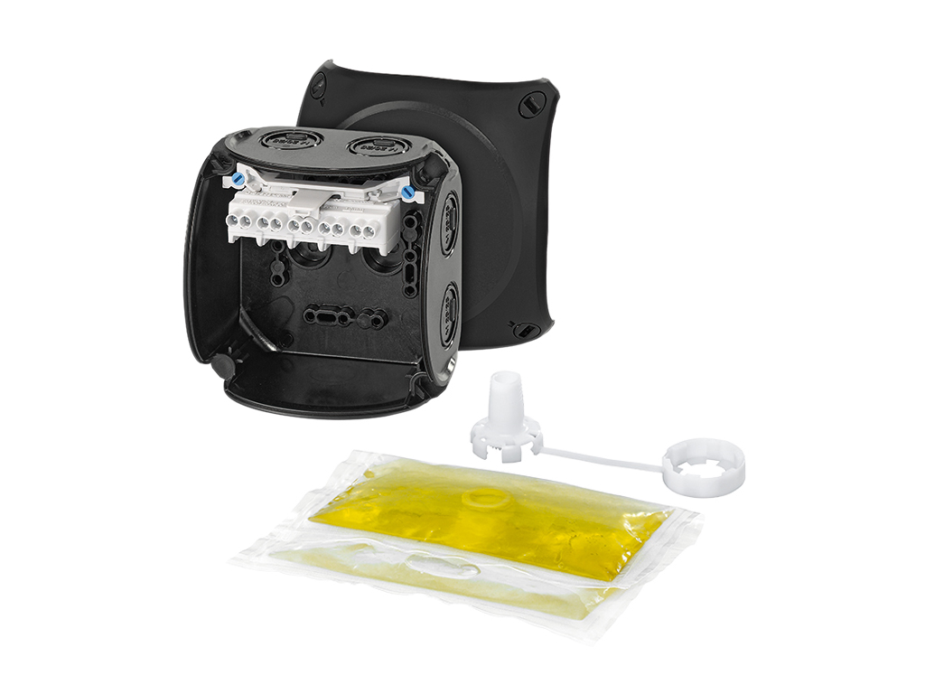 Dåse vandtæt 1,5-4mm² sort 104x104x70mm