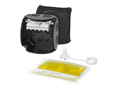 Dåse vandtæt 1,5-4mm² sort 104x104x70mm