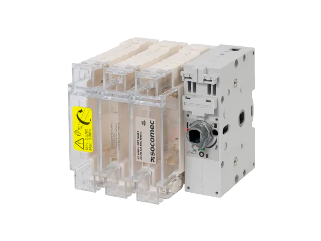 Socomec sikringsbryder NH00C sikringer, 3P 63A - Frontbetjening højre side