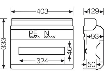 Hensel KV gruppetavle 18 moduler (1x18) med PE- og N klemme - IP54