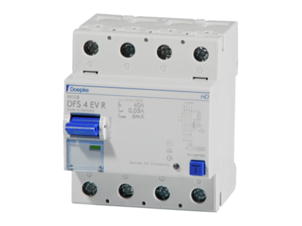 Fejlstrømsafbryder (RCD) DFS4 063A/0,03 EV HD 60°C 4P Type A *H*