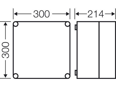 Hensel Mi kasse 300x300x214 mm - gråt låg