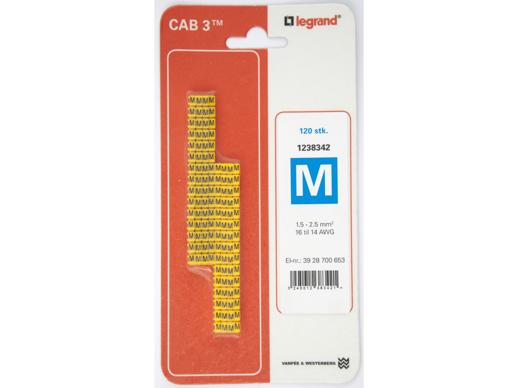 CAB 3 ledningsmærker 1,5-2,5 mm² (M) - 120 stk.