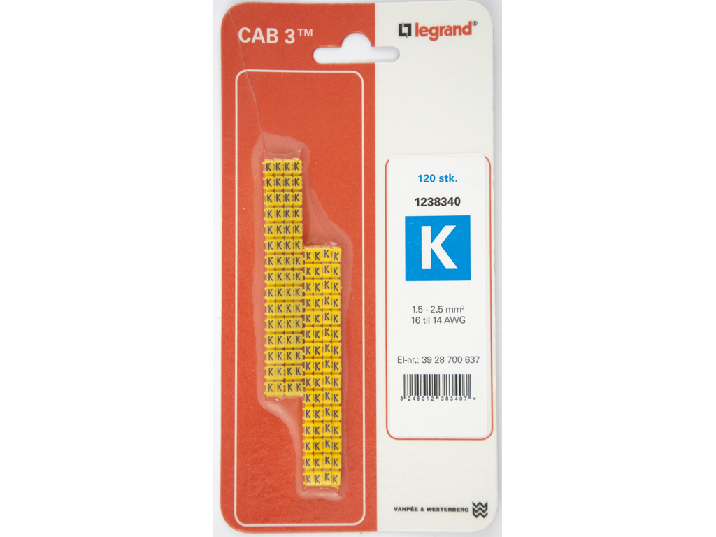 CAB 3 ledningsmærker 1,5-2,5 mm² (K) - 120 stk.