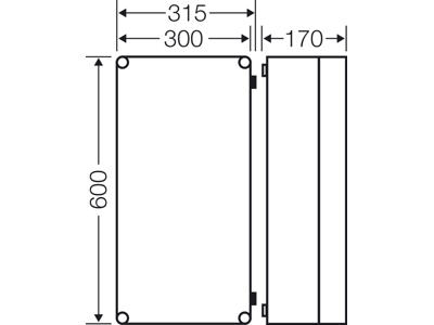 Hensel Mi kasse 600x300x170 mm - transparent hængslet låg